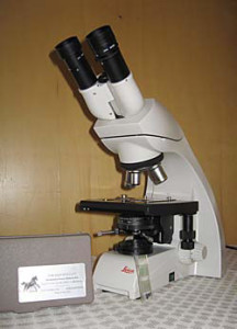 A suitable microscope for viewing parasites.